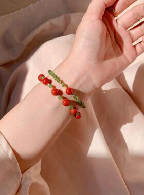 小红书人气新中式南红绿玉髓手串