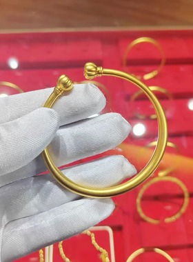 金包银手镯女古法南瓜头手环