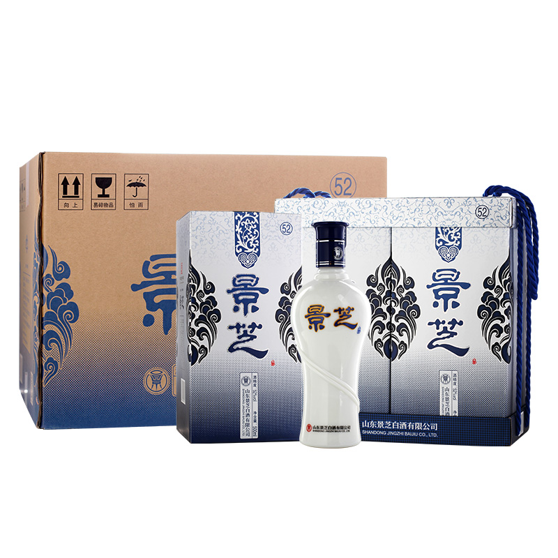 52度500ml景芝青花整箱6瓶装浓香型白酒礼盒装送礼自饮带手提绳