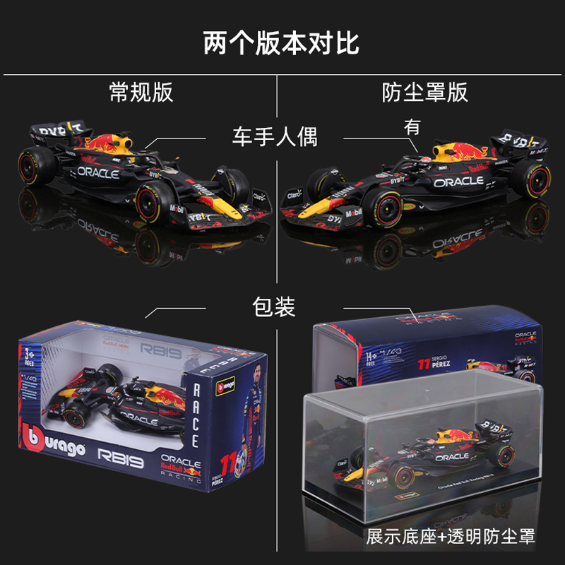 红牛RB19 F1赛车模型1:43合金车模2023方程式汽车 迈阿密站比美高 - 图0