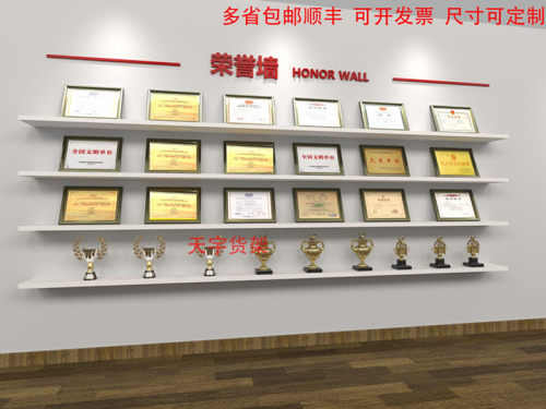 奖牌展示架样品荣誉墙展示墙货架壁挂式墙上置物架一字隔板放奖杯 - 图2