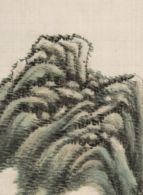 清 王原祁 仿黄子久设色山水 条幅卷轴山水画名画真迹复制品玄关
