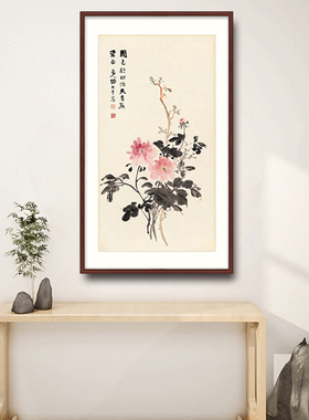 水墨画国画山水画作品玄关装饰画荷花卧室客厅张大千国色天香牡丹