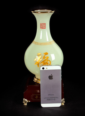 平安纳福琉璃玉花瓶送领导乔迁