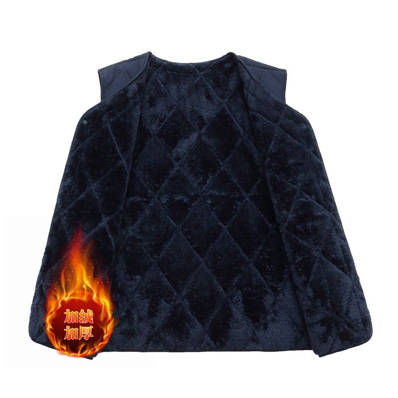 羽绒棉马甲男2025秋冬新款加绒加厚中老年人内穿保暖爸爸坎肩棉衣 - 图2