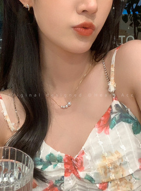 夏季简约珍珠锁骨链女轻奢高级感气质百搭配饰小众设计感网红项链