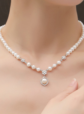 天然淡水珍珠S925银项链不掉色女新中式轻奢高级感饰品母亲节