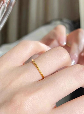 极细通体s925纯银光面素圈戒指女ins必入基础款可叠戴百搭关节戒