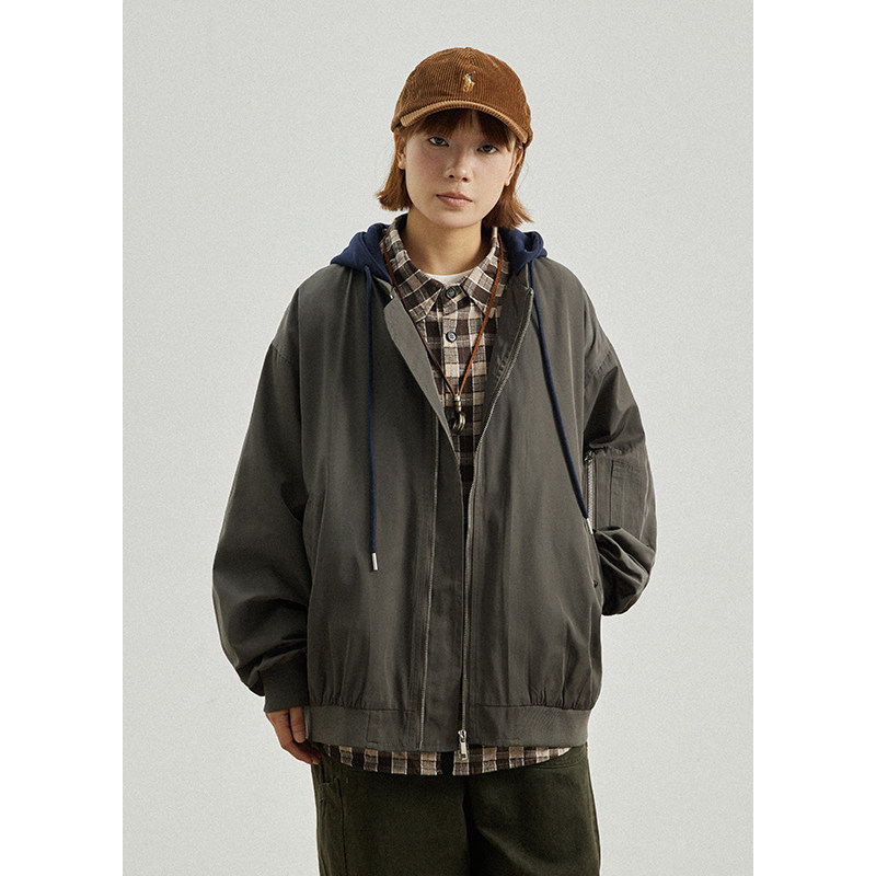 GoodNorth美式复古假两件棒球服外套男女同款中性风宽松连帽夹克,淘宝优惠券,粉丝福利购,淘宝优惠卷