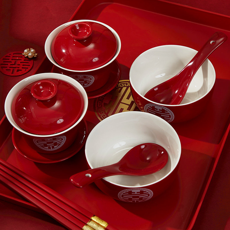 敬茶杯结婚改口茶杯红色一对茶具喜碗筷杯子婚礼敬酒陪嫁套装用品,淘宝优惠券,粉丝福利购,淘宝优惠卷