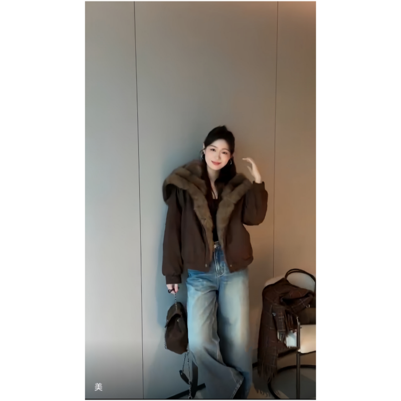 K5282/5293冬巴恩风麂皮绒狐狸毛大翻领90白鹅绒羽绒服女保暖外套,淘宝优惠券,粉丝福利购,淘宝优惠卷