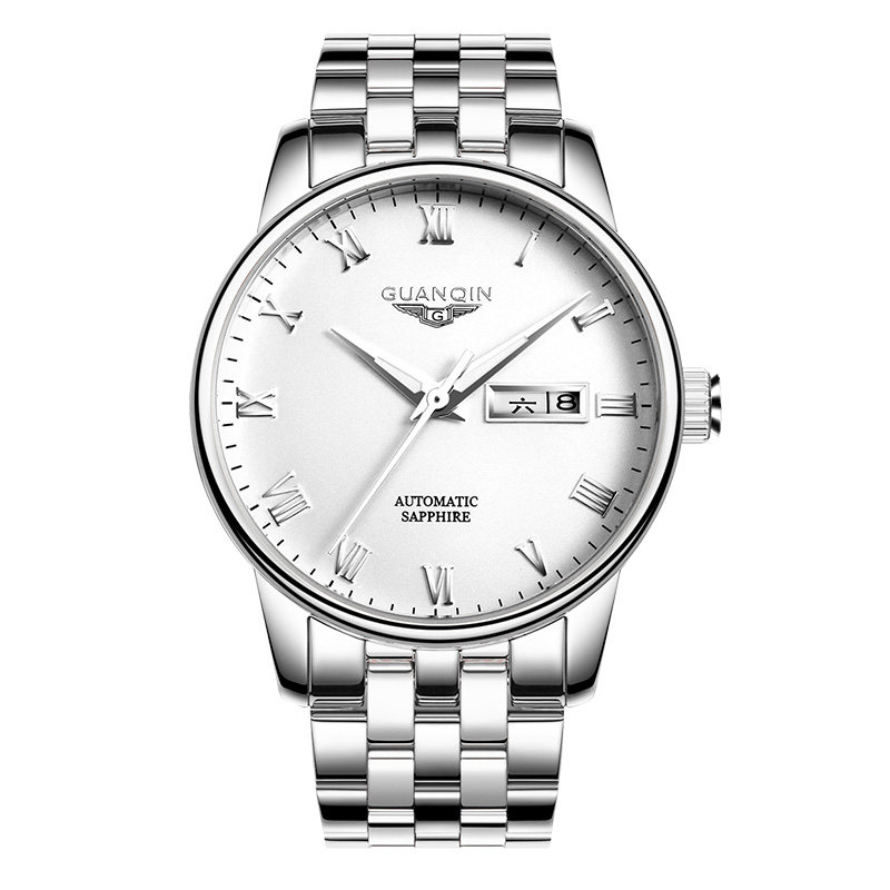 冠琴正品男士全自动防水钢带机械表 冠琴蓝祥国产腕表