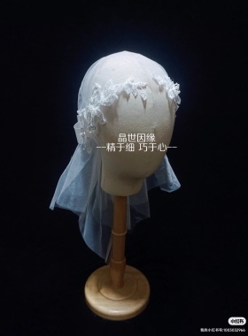 晶世因缘 原创仙美蕾丝流苏帽子头纱复古蝴蝶结轻婚纱造型头饰