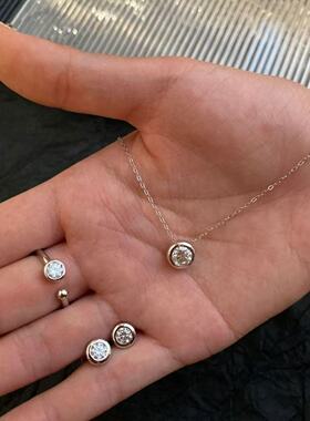 经典莫桑石泡泡钻项链18k玫瑰金钻石一克拉莫桑钻纯银吊坠锁骨链