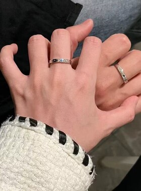 足银s999守护星情侣对戒六芒星蓝色纯银戒指生日情人节送老婆女友