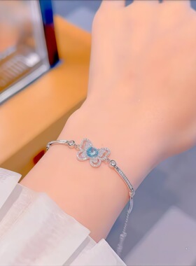 银河蝴蝶S999纯银手链轻奢小众百搭足银手饰生日礼物送女朋友闺蜜