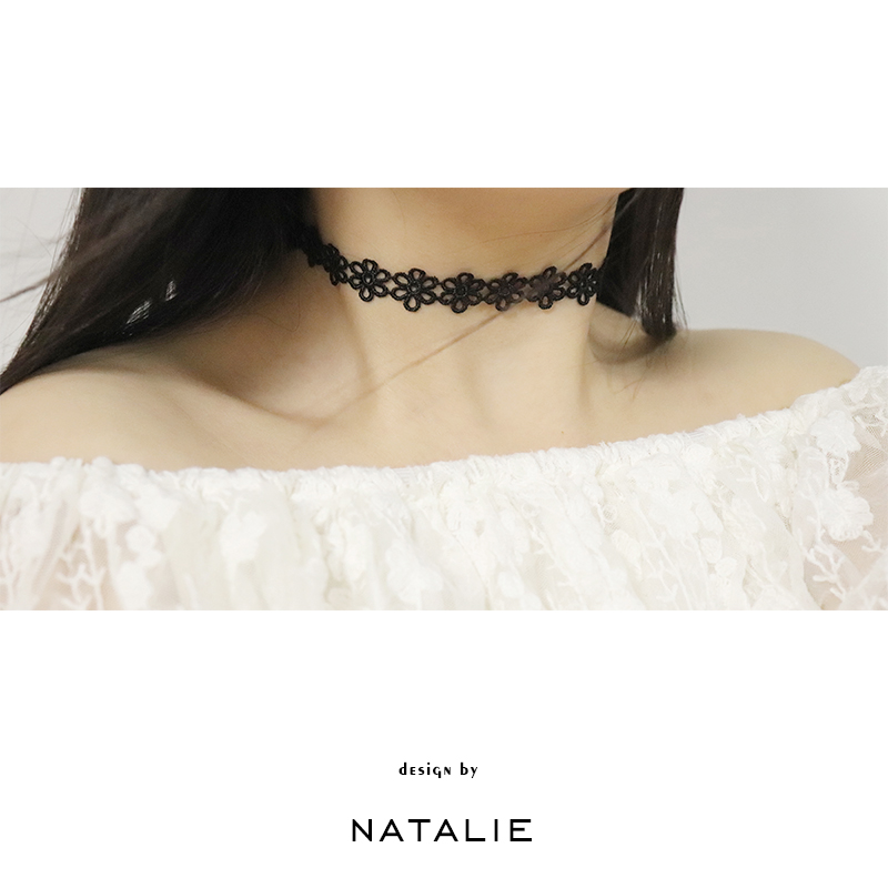 项链百搭脖子饰品蕾丝少女颈链项圈韩版链 choker 黑色花朵个姓颈圈 项链百搭脖子饰品蕾丝少女颈链项圈韩版链 choker 黑色花朵个姓颈圈