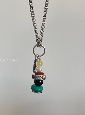 S925纯银彩色珠子项链