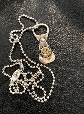 925纯银复古圆珠链情侣笑脸吊坠