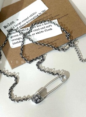 复古925银十字鸢尾花锁骨链