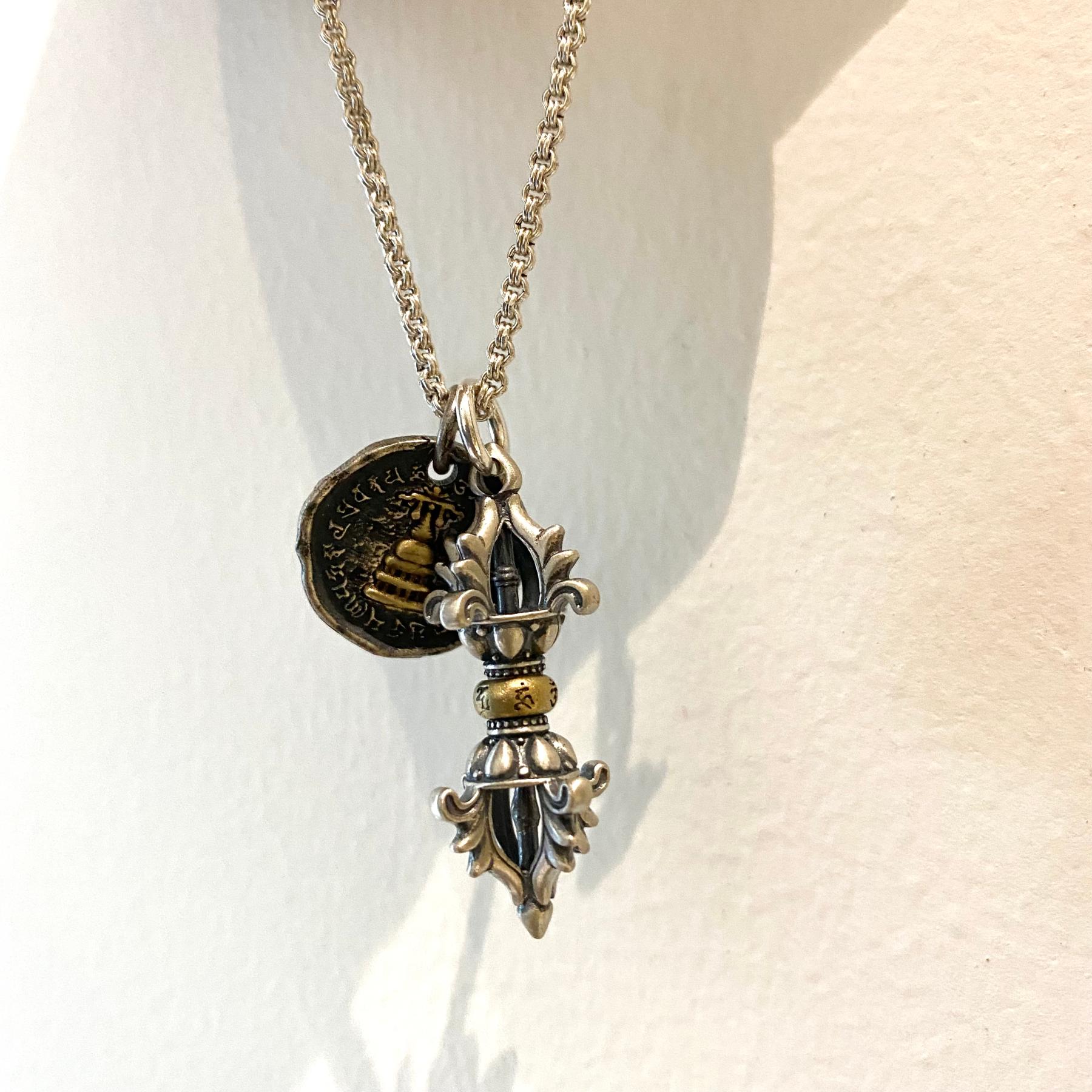 不同银匠 复古925纯银八福轮西藏扎基拉姆宝塔DIY吊坠创意潮男女 - 图2