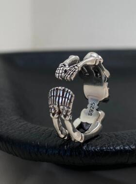 男女通体925纯银黑暗系朋克戒指