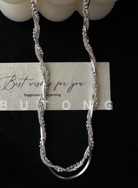 韩系925纯银缠绕闪闪锁骨链