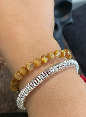 男女999足银幸运盘缠珠子手链