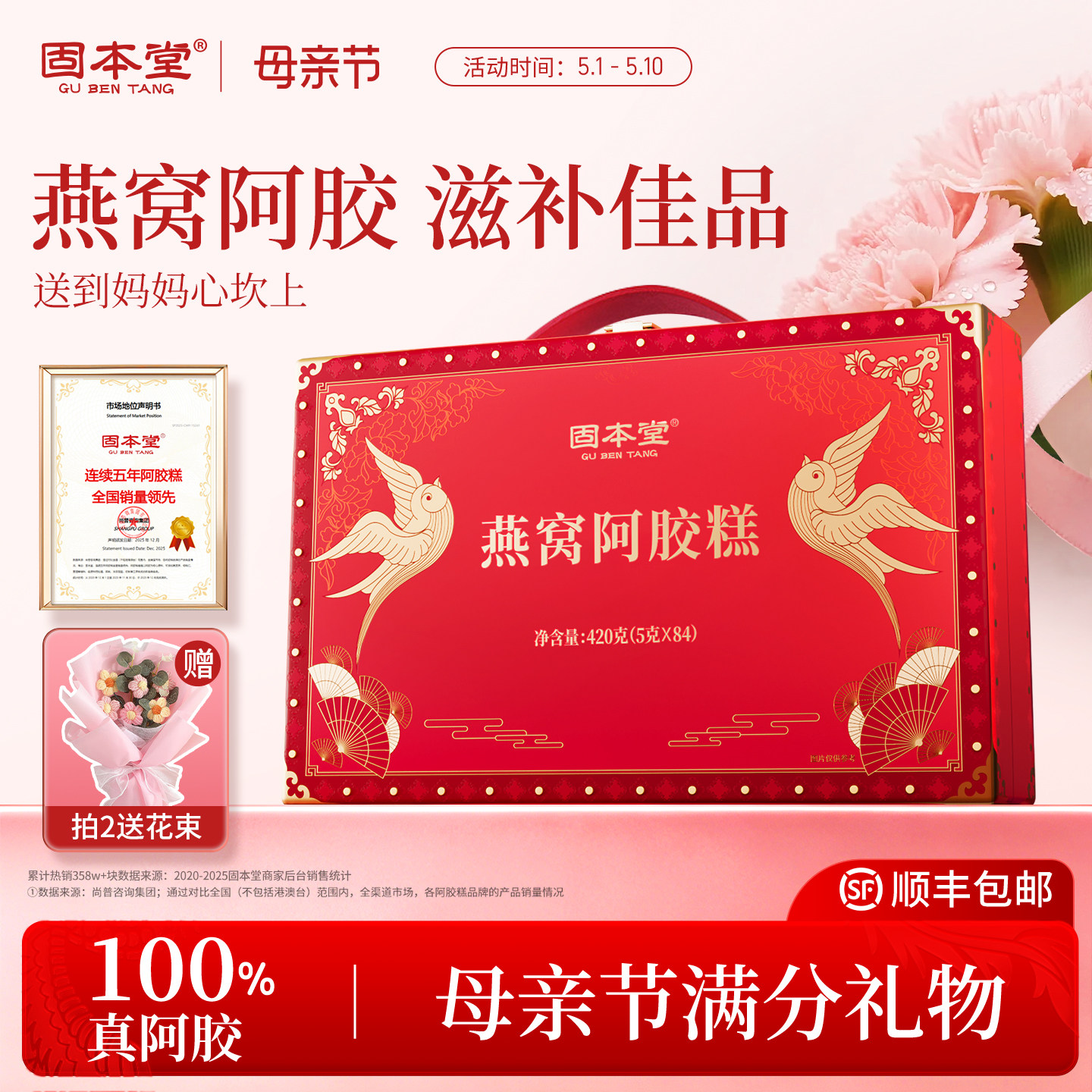 固本堂燕窝阿胶糕礼盒送长辈高档补品母亲节礼物实用送妈妈见家长