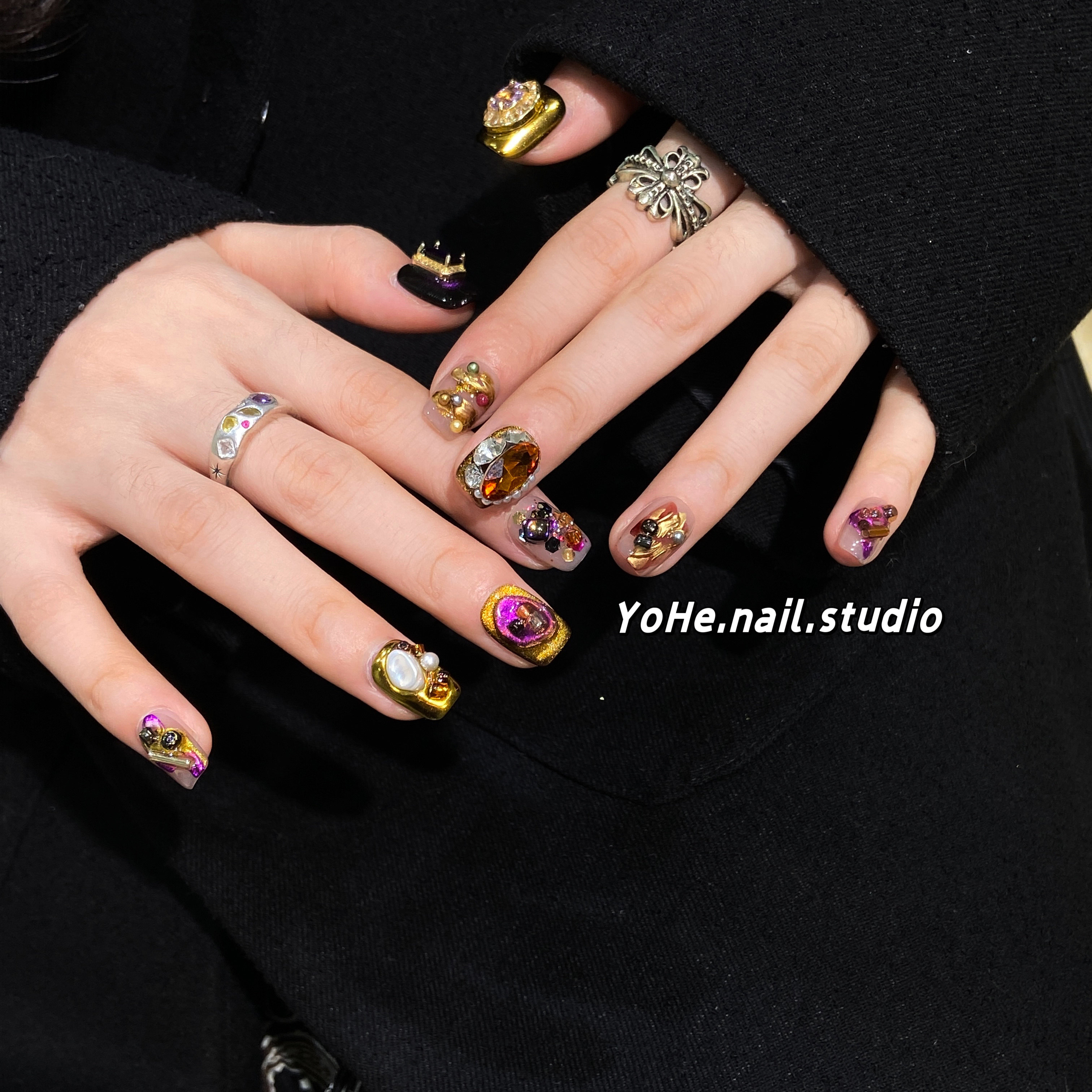 宥荷Studio 金缕衣 小众ins风穿戴甲美甲定制假指甲手工定制短甲,淘宝优惠券,粉丝福利购,淘宝优惠卷