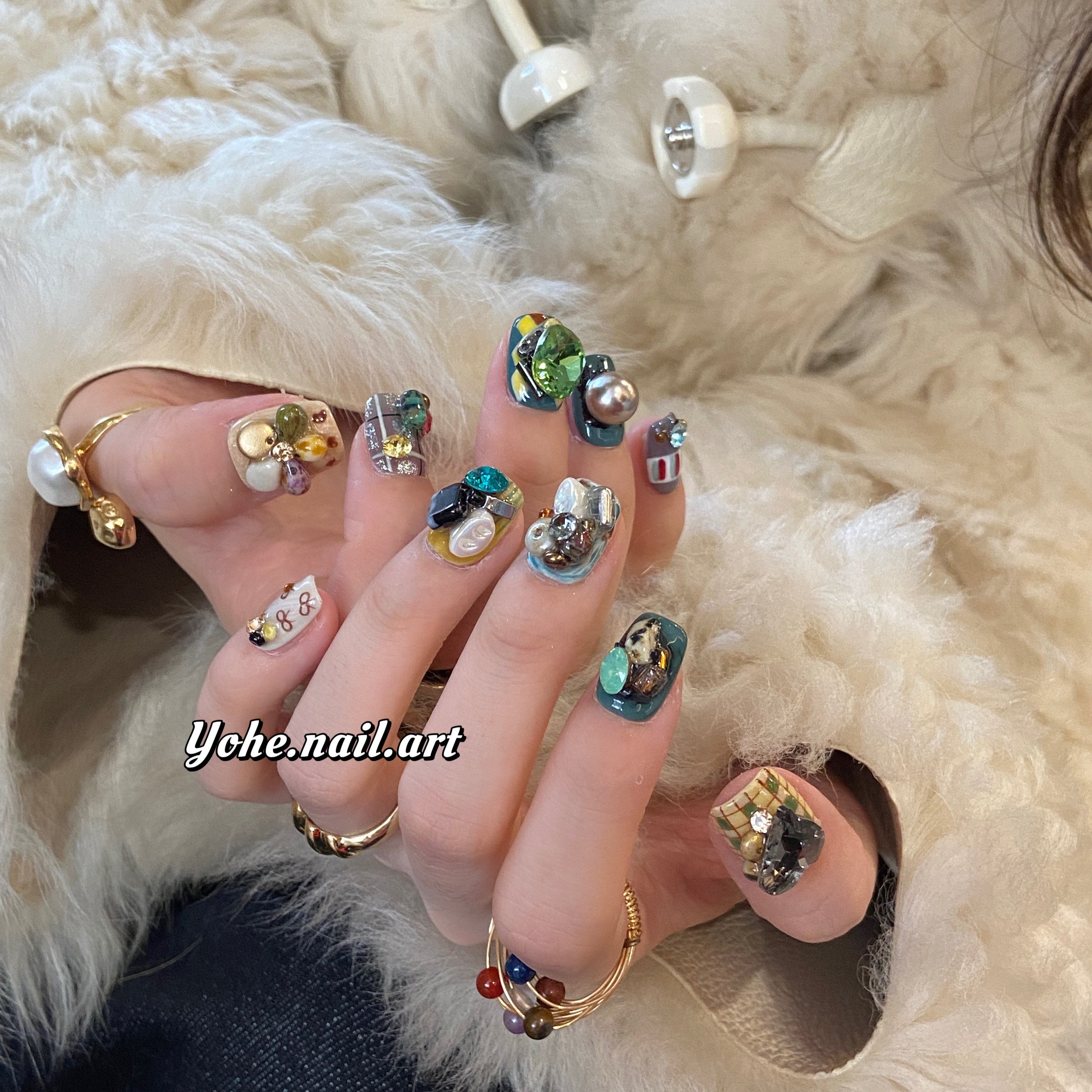 宥荷Studio 新年限定 羽衣甘蓝穿戴甲美甲定制假指甲手工定制短甲,淘宝优惠券,粉丝福利购,淘宝优惠卷