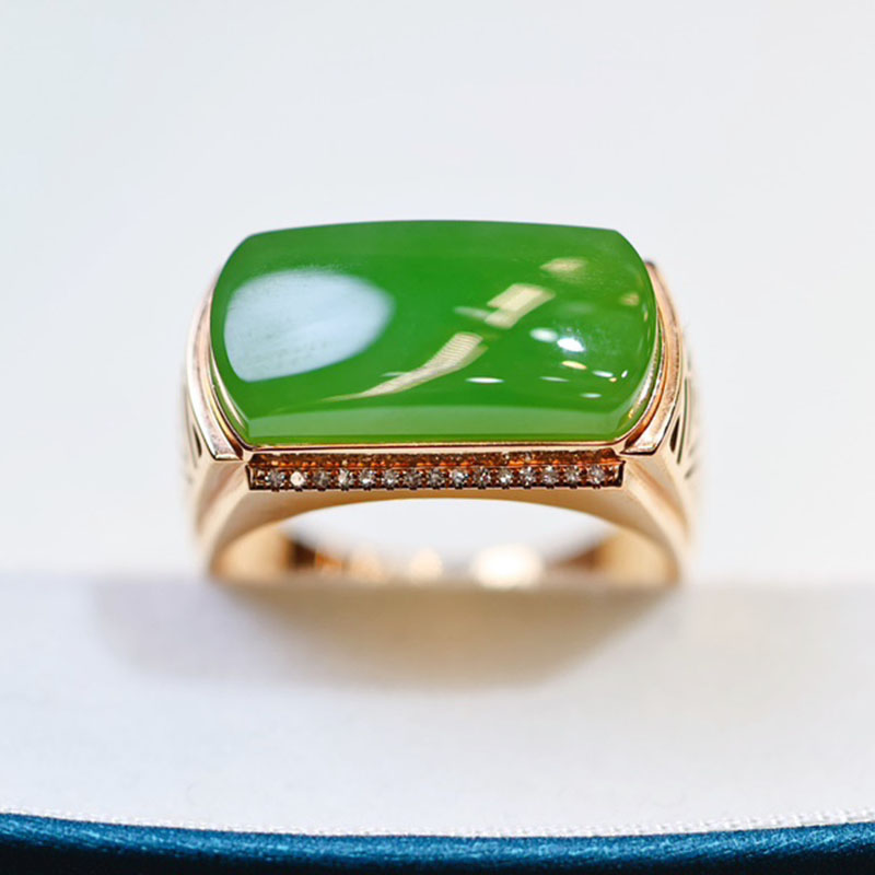 Original design Hetian jade gold inlaid jade ring for leaders