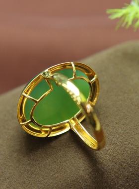 原创设计翡翠金镶玉手饰送老婆