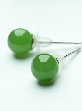 天然圆珠时尚风女士菠菜绿碧玉