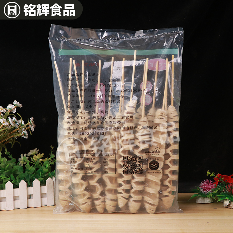 手工90g面筋串1350g/15串半成品烧烤面筋串油炸豆制品手工面筋 - 图0