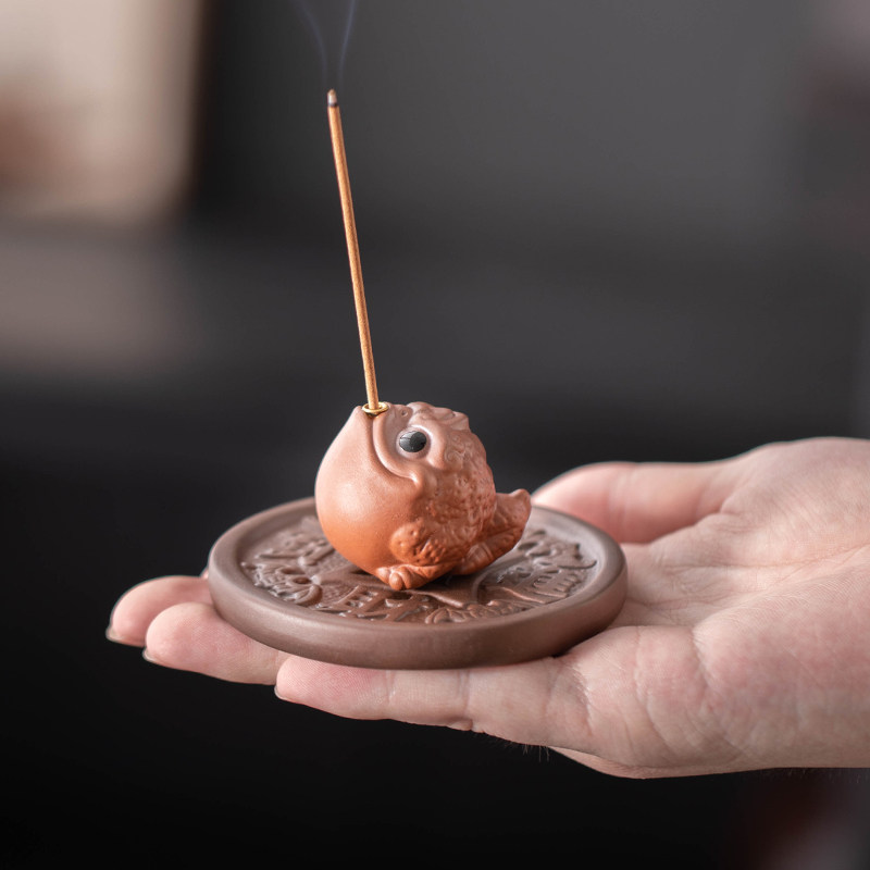 招财紫砂迷你金蟾线香插室内禅意香座家用茶台薰香炉摆件三足蟾蜍,淘宝优惠券,粉丝福利购,淘宝优惠卷