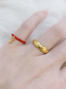 日系猫咪开口可调节组合尾戒