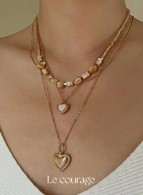 Lecourage立体小桃心镀金项链