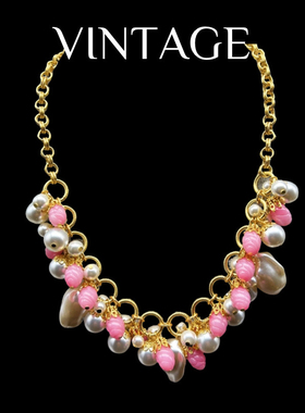 中古Vintage重工纯手工小众小清新波西米亚百搭项链耳环时尚套装