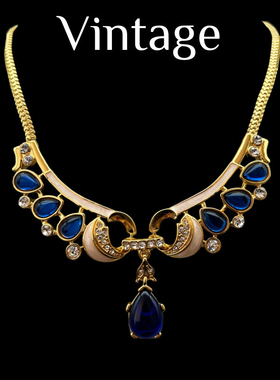 复古宫廷风高级蓝项链耳环