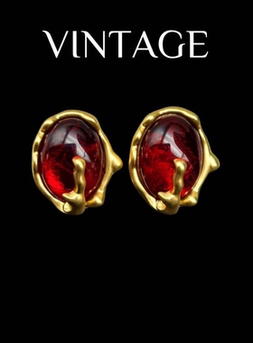 中古Vintage复古重工气质高品质琉璃高级感项链耳饰网红个性套装