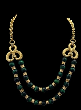 中古Vintage复古宫廷风镂空麻花纹理高级感个性夸张气质耳钉项链