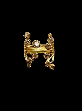 铜镀真金简约精致镂空锆石女式戒指个性百搭设计感小众戒指高级感