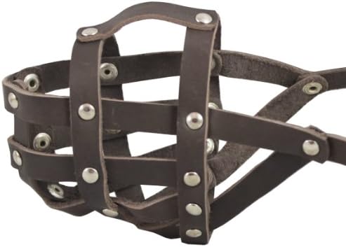 Real Leather Dog Basket Muzzle #104 Brown - Amstaff (Circumf - 图1