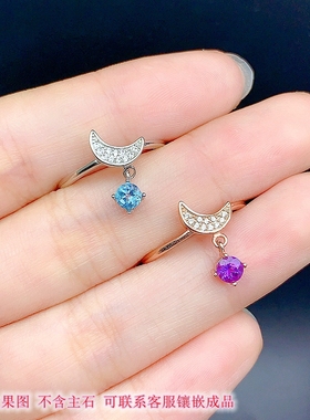 S925银戒指空托圆形尺寸4*4mm