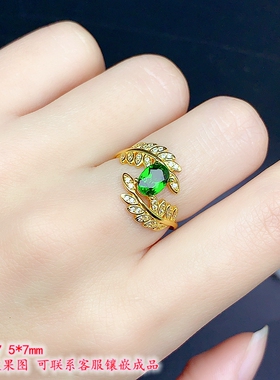 S925纯银活口戒指空托5*7mm