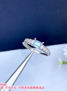 S925银空托戒指长方形小众多尺寸