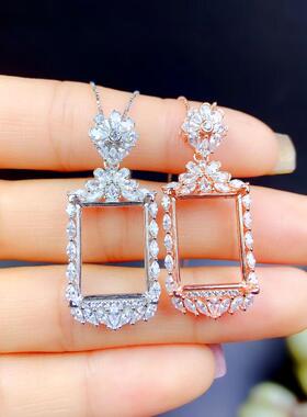 女纯银精工镶嵌豪华大气吊坠空托