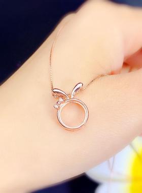 女纯银甜美可爱花朵小兔子款