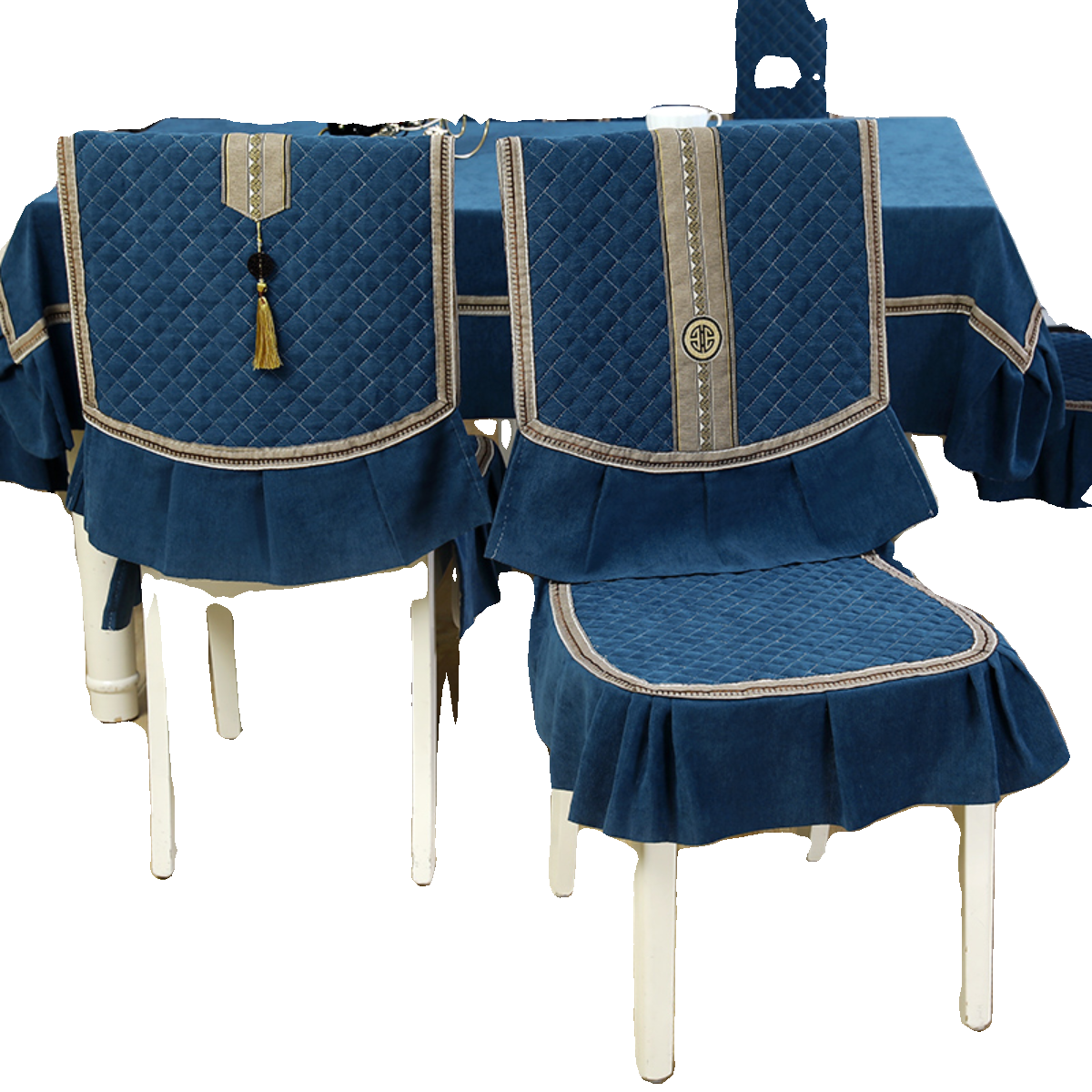 新中式夹棉餐椅罩套简约素面雪尼尔椅垫套四季可用餐椅垫桌布套装,淘宝优惠券,粉丝福利购,淘宝优惠卷